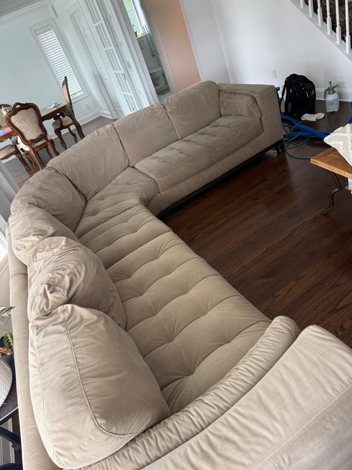 Professionally cleaned sectional on Long Island